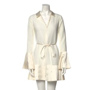 Cinq a Sept silk ruffle hem collard dress